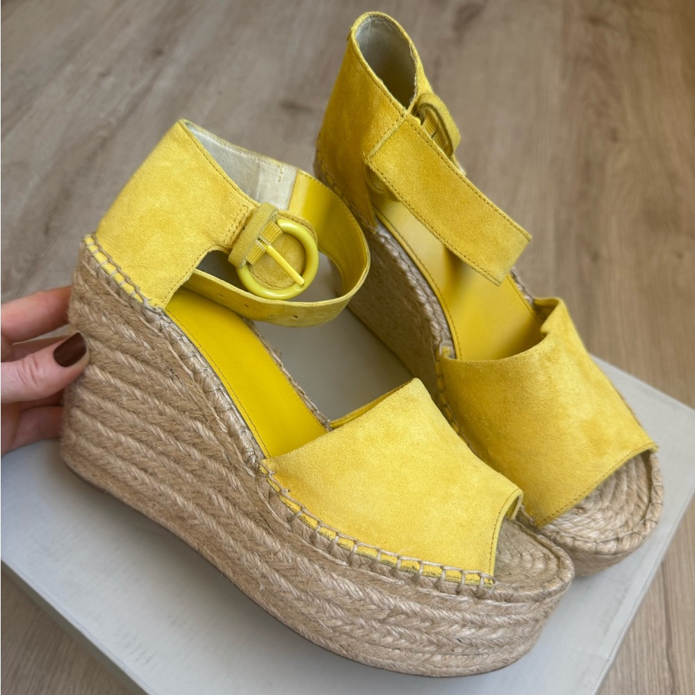 Marc Fisher Yellow Wedge Sandals